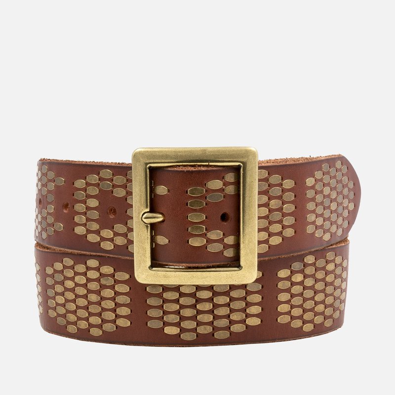 Shop Amsterdam Heritage Gaia | Bold Studded Belt With Square Buckle In Brown