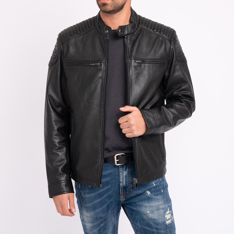 Shop Amsterdam Heritage Hobbs | Men's Leather Motorcycle Jacket In Black