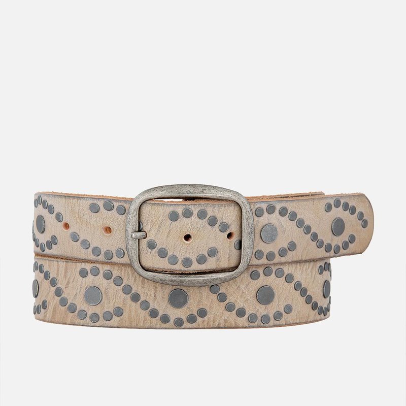 Shop Amsterdam Heritage Irena | Studded Leather Belt | Antique Silver Studs In White