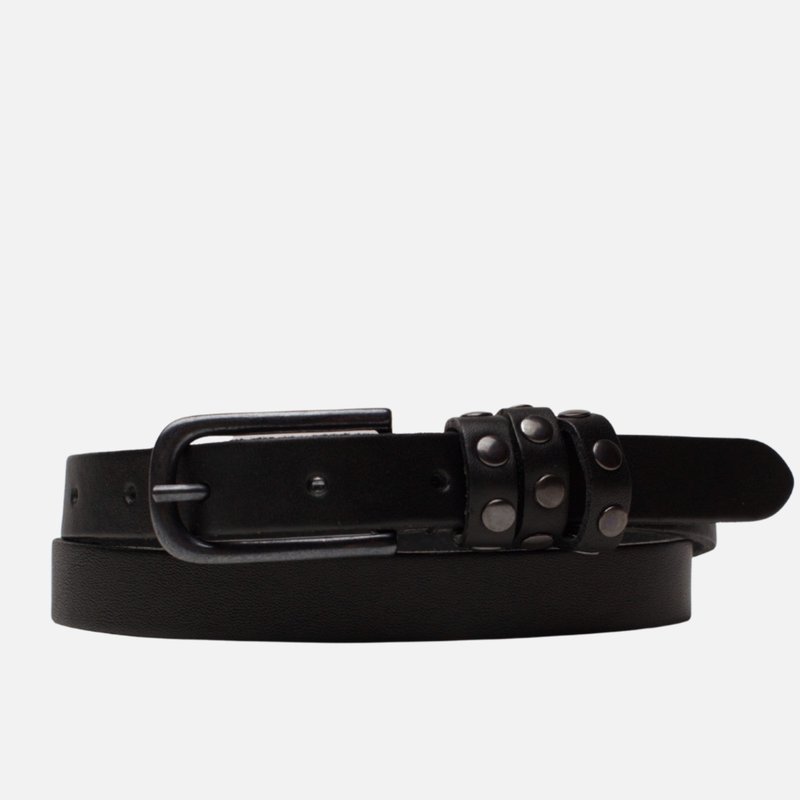 Shop Amsterdam Heritage Kai | Studded Skinny Leather Belt In Black