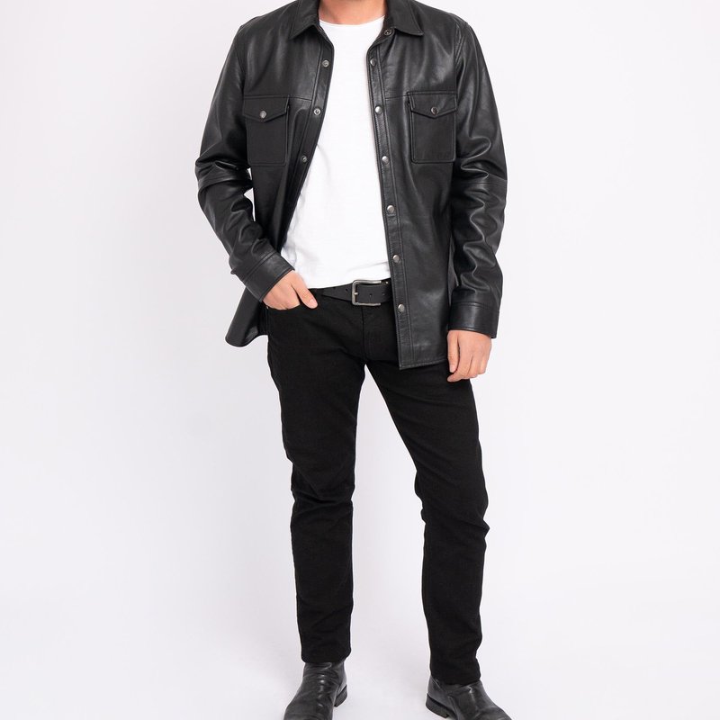 Shop Amsterdam Heritage Krome | Men's Button-down Leather Jacket In Black