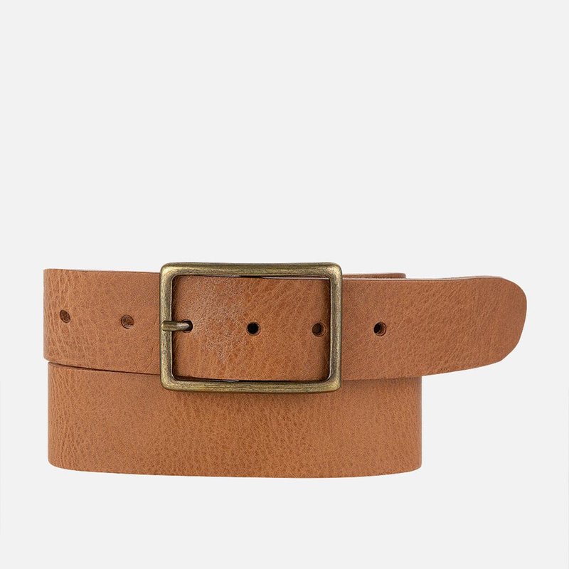 Shop Amsterdam Heritage May | Classic Leather Belt With Rectangular Buckle In Brown