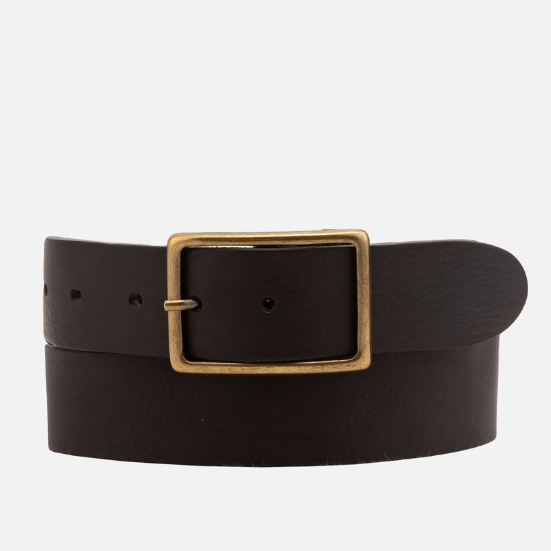 Shop Amsterdam Heritage May | Classic Leather Belt With Rectangular Buckle In Black
