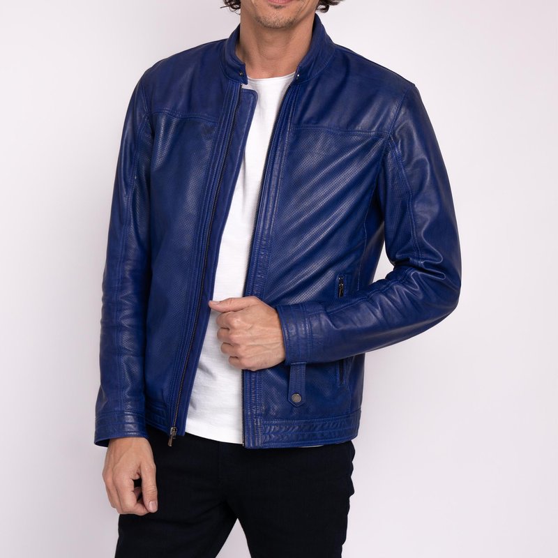 Shop Amsterdam Heritage Miller | Men's Urban Leather Jacket In Blue