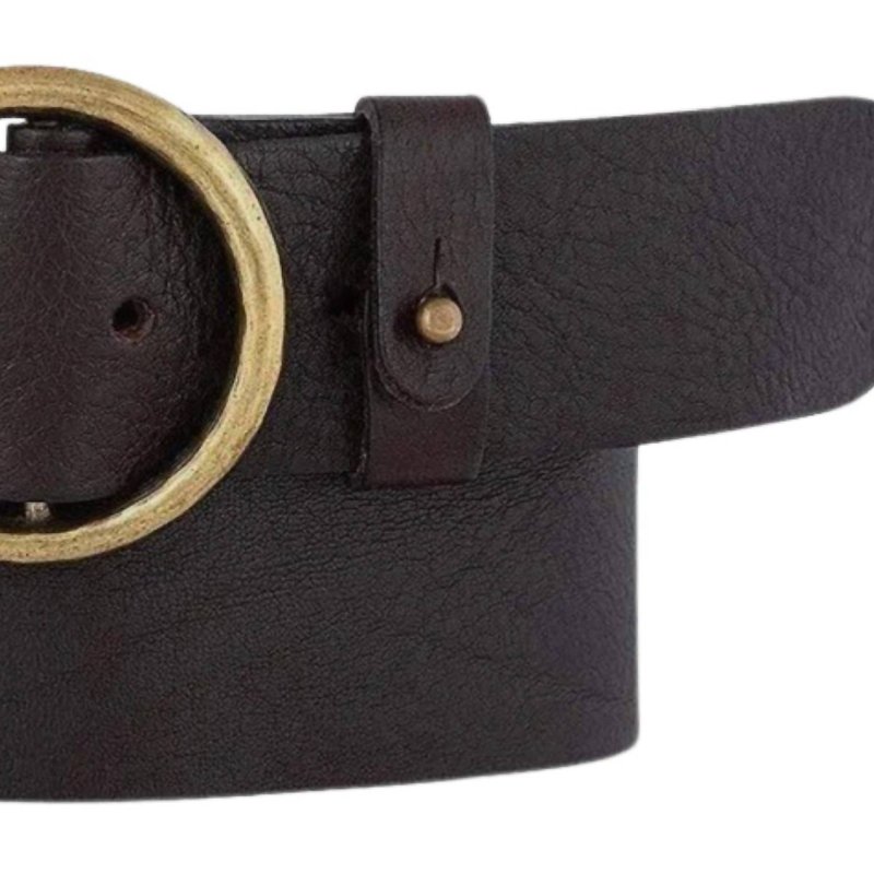 Amsterdam Heritage Pip 2.0 Round Buckle Leather Belt In Brown