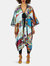Asian Print Satin Kimono Shawl - Multi