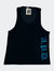 Black Embroidered Velvet Tank Top - Blue Embroidery