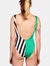 Green and Striped Studded Swimsuit