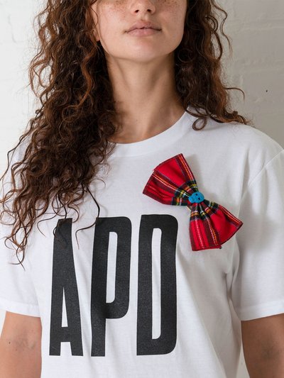 Amy Page DeBlasio White Logo Tee with Plaid Bow product