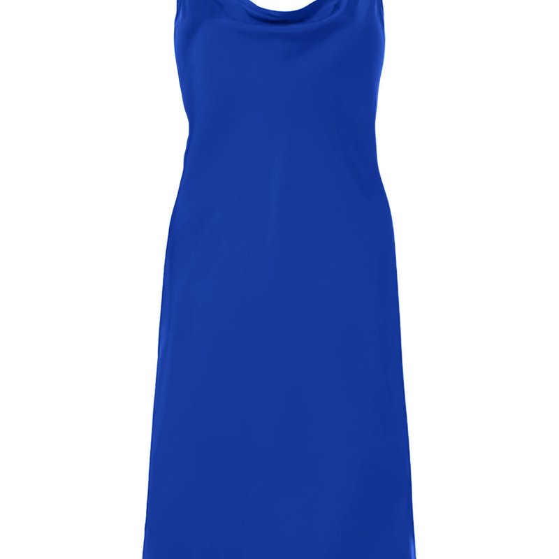 Anaphe 60's Silk Cowl Mini Slip Dress In Blue
