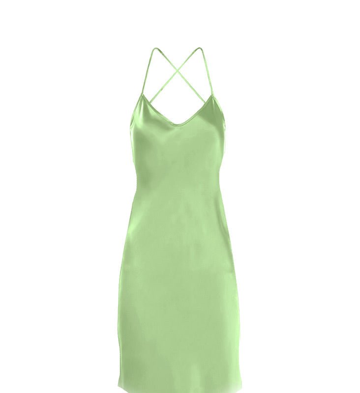 Anaphe Mykonos Strappy Backless Silk Mini Dress In Green