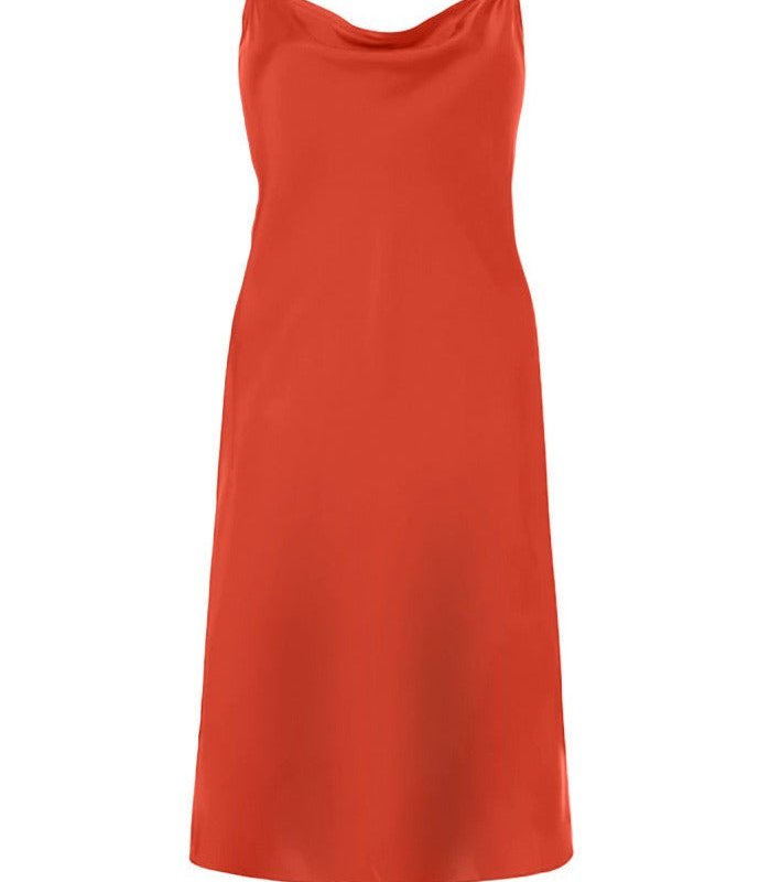 Anaphe Repurposed 60's Silk Cowl Mini Slip Dress In Orange