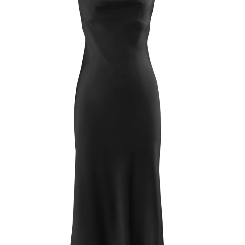 Anaphe Silhouette Silk Cowl Slip Dress Classic Black