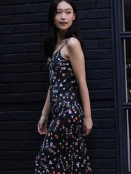 V Silk Slip Dress Length Floral Dress