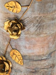 Gold Floral Wood Table Lamp