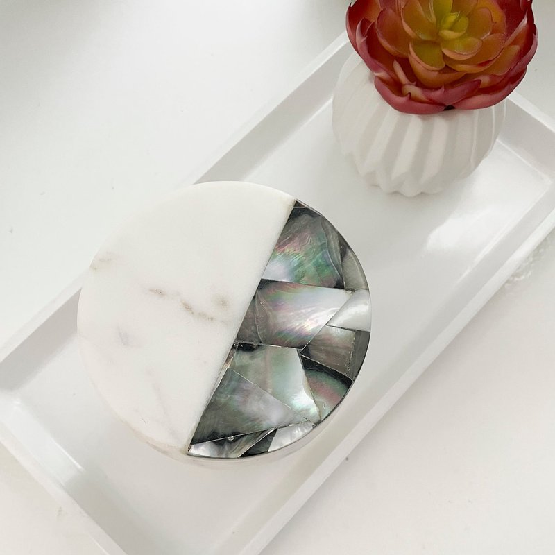 Anaya Home Grey Mother Of Pearl Lavender Marble Candle