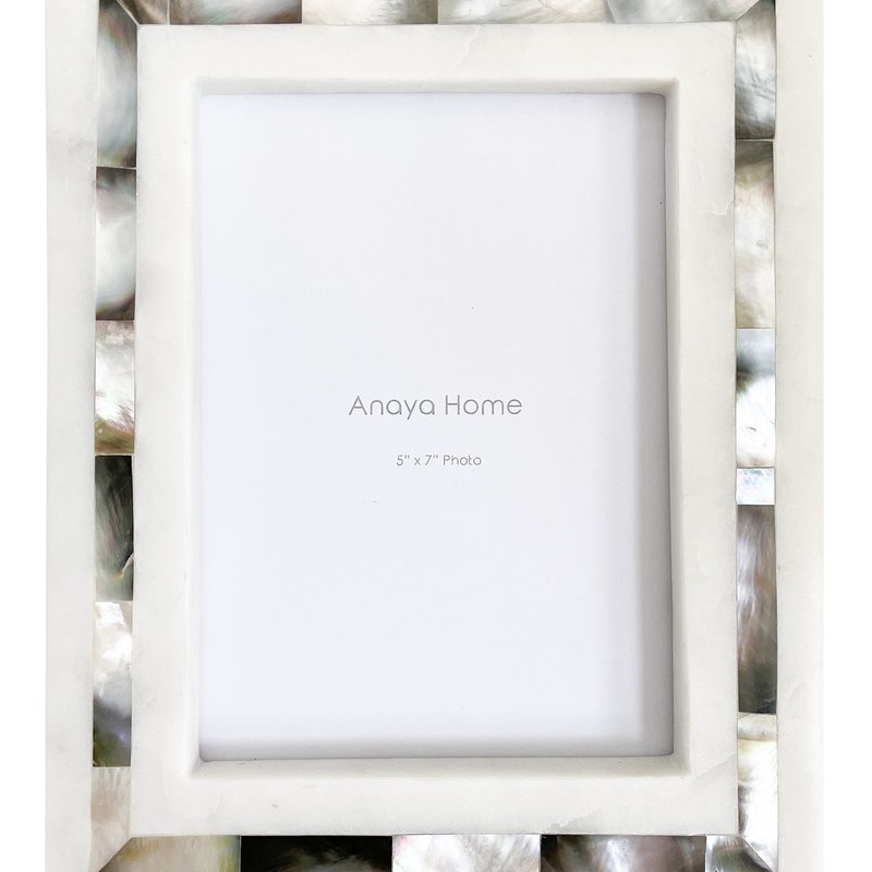 Anaya Home Grey Mother Of Pearl White Marble Picture Frames