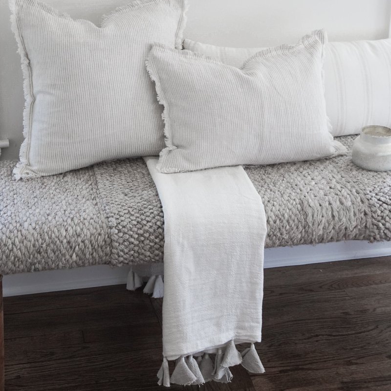 Shop Anaya Home Grey Pinstripe So Soft Linen Pillow