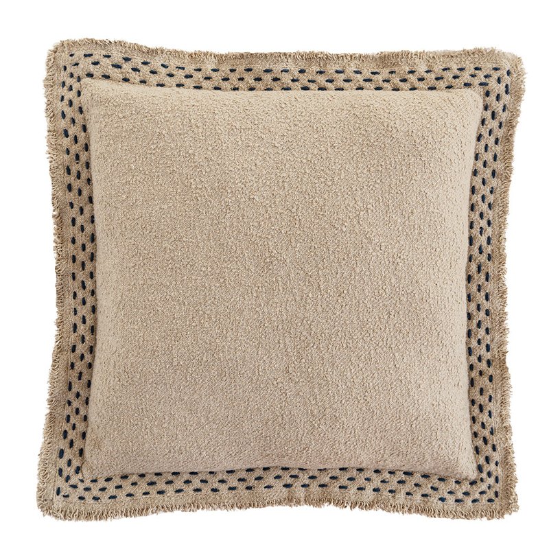 Anaya Home Hand Quilted Border Cotton Pillow In Brown