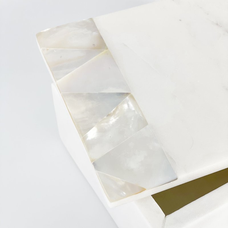 Anaya Home Mother Of Pearl White Marble Decor Boxes