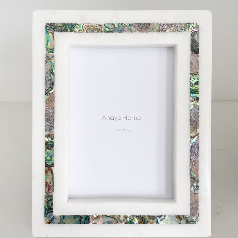 Anaya Home Rainbow Mother Of Pearl White Marble Picture Frames
