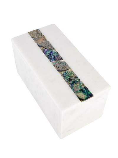 Anaya Home Rainbow Mother of Pearl White Marble Stripe Decor Boxes product