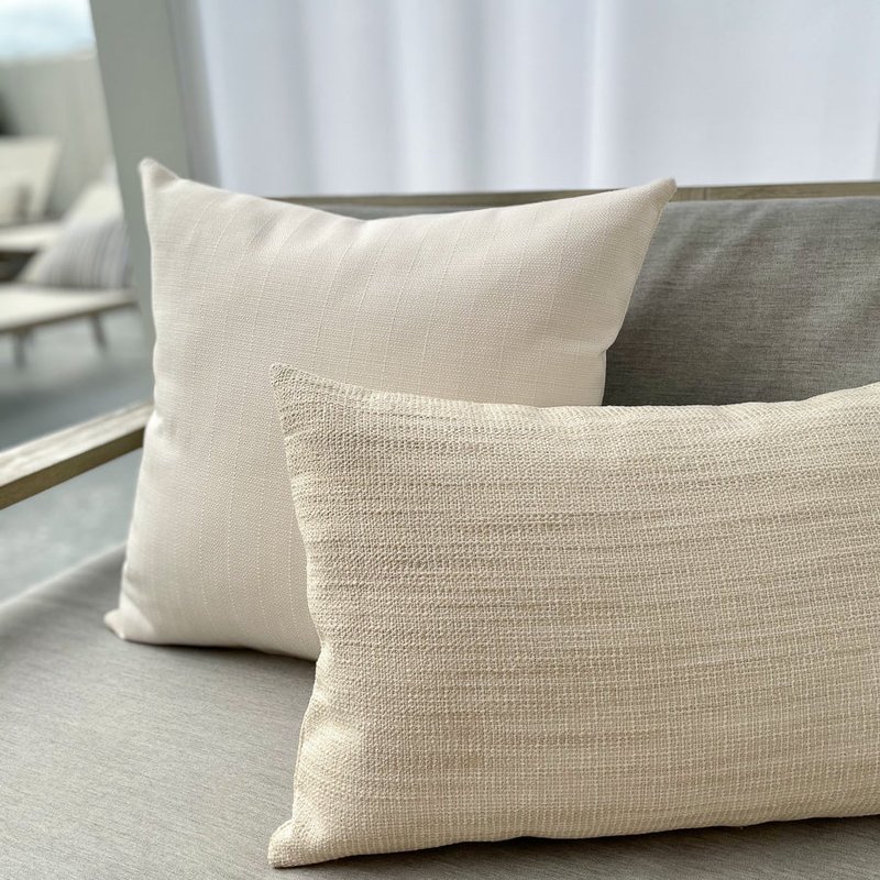 Anaya Home Seaside Smooth Light Beige Indoor And Outdoor Pillow In White