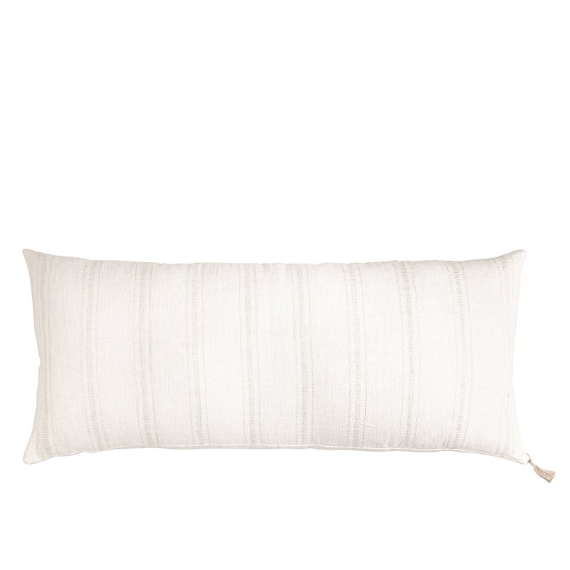 Shop Anaya Home White With Beige Stripes Linen Pillow