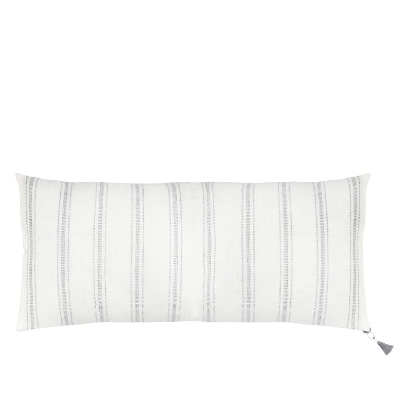Shop Anaya Home White With Grey Stripes Linen Pillow 13 X 30