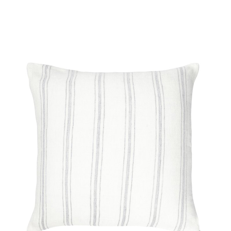 Shop Anaya Home White With Grey Stripes Linen Pillow