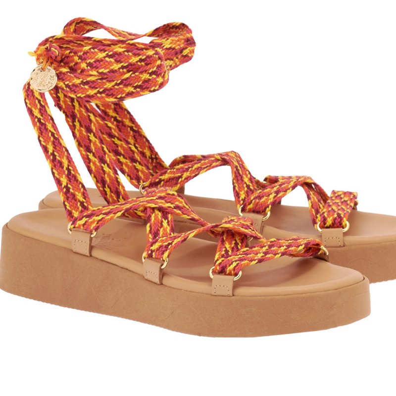Ancient Greek Evelina Rope Sandals In Orange