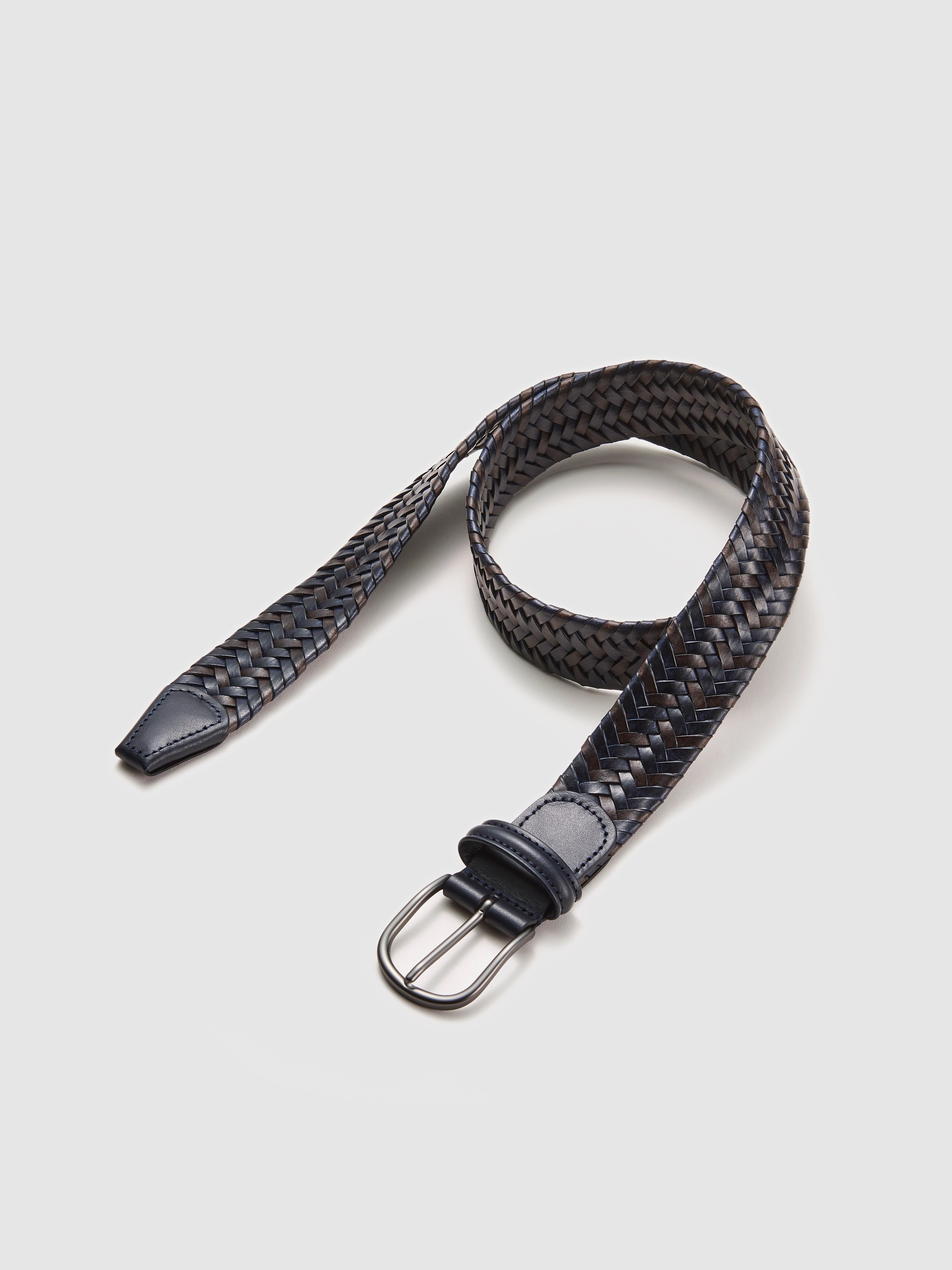 Anderson's Braided Leather Belt In Black/brown