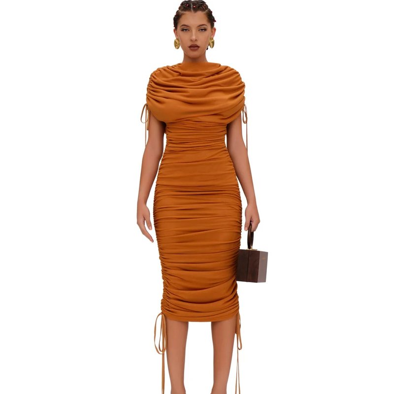 Shop Andrea Iyamah Ratu Mesh Dress In Brown