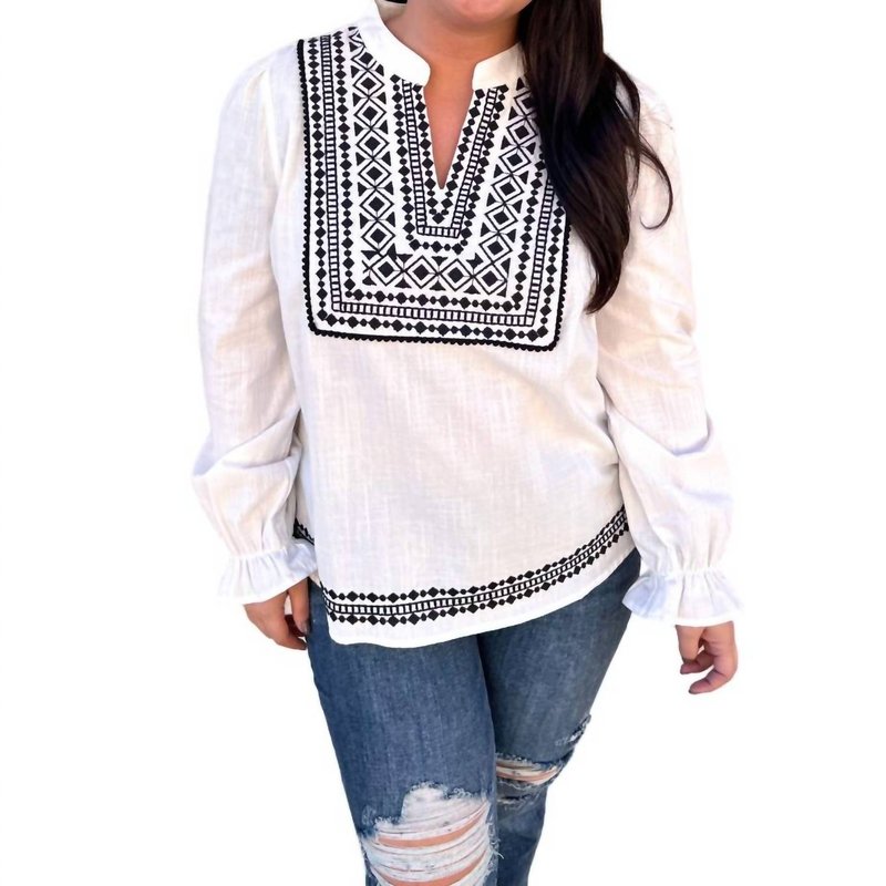 Shop Andree By Unit Judy Geometric Embroidered Top In Ivory In White