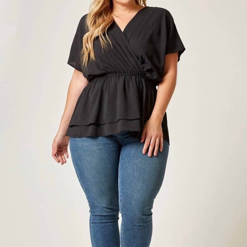 Shop Andree By Unit Plus Woven Tiered Hemline Top In Black