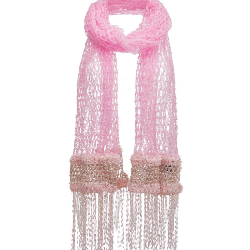 Shop Andreeva Baby Pink Cashmere Handmade Knit Shawl