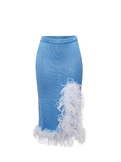 Andreeva Blue Knit Skirt-Dress With Feather Details product