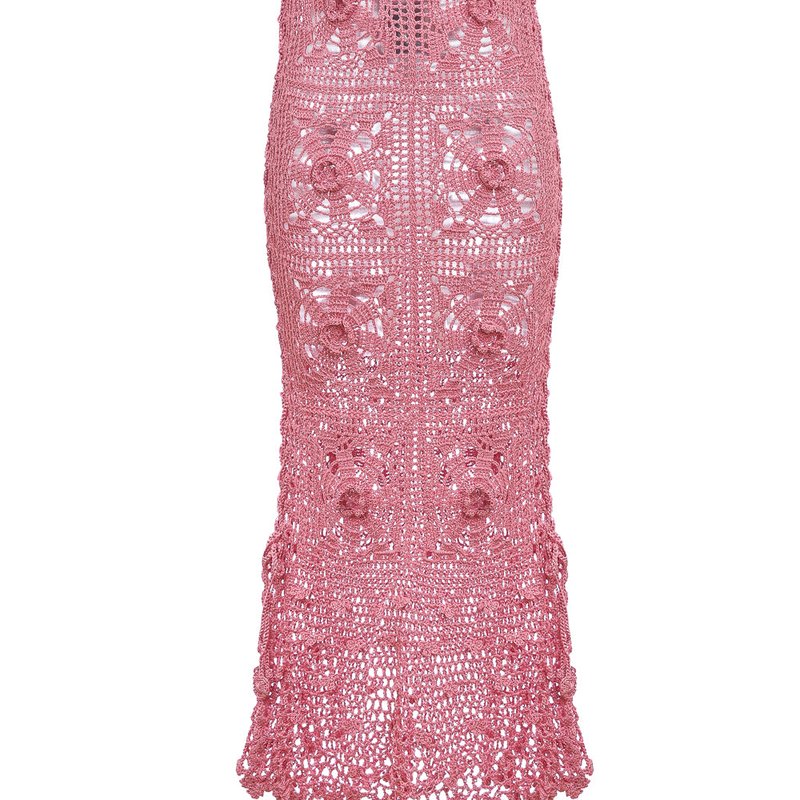 Shop Andreeva Dust Rose Handmade Crochet Dress In Pink