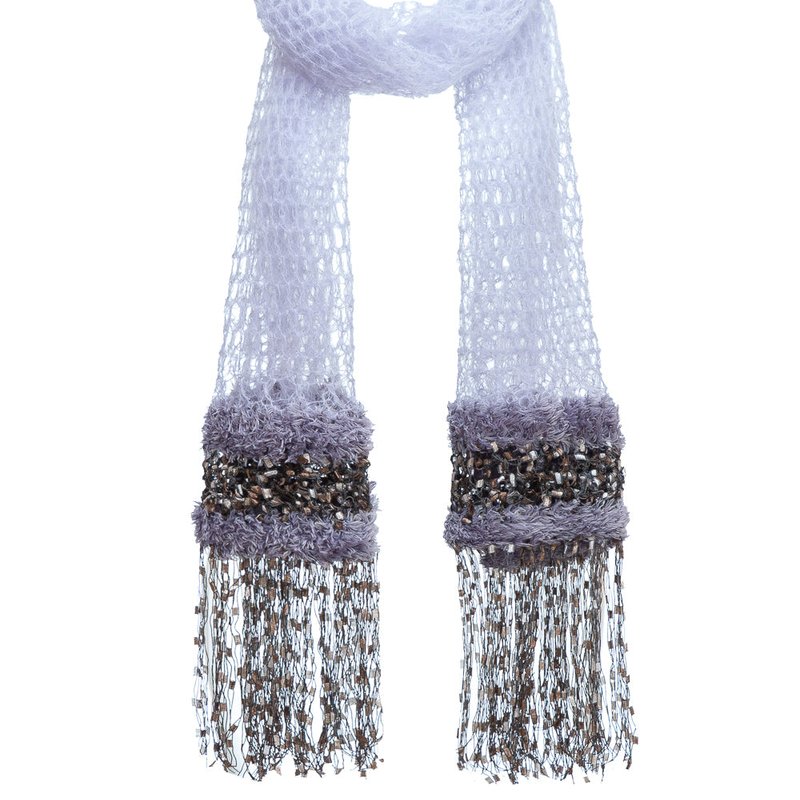 Shop Andreeva Grey Cashmere Handmade Knit Shawl In Blue