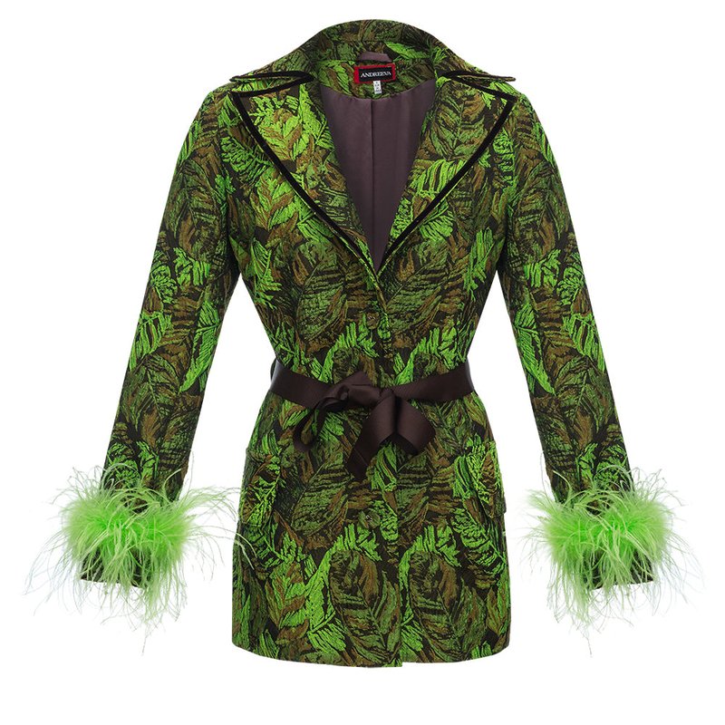 Andreeva Mint Jacqueline Blazer №20 With Detachable Feather Cuffs In Green