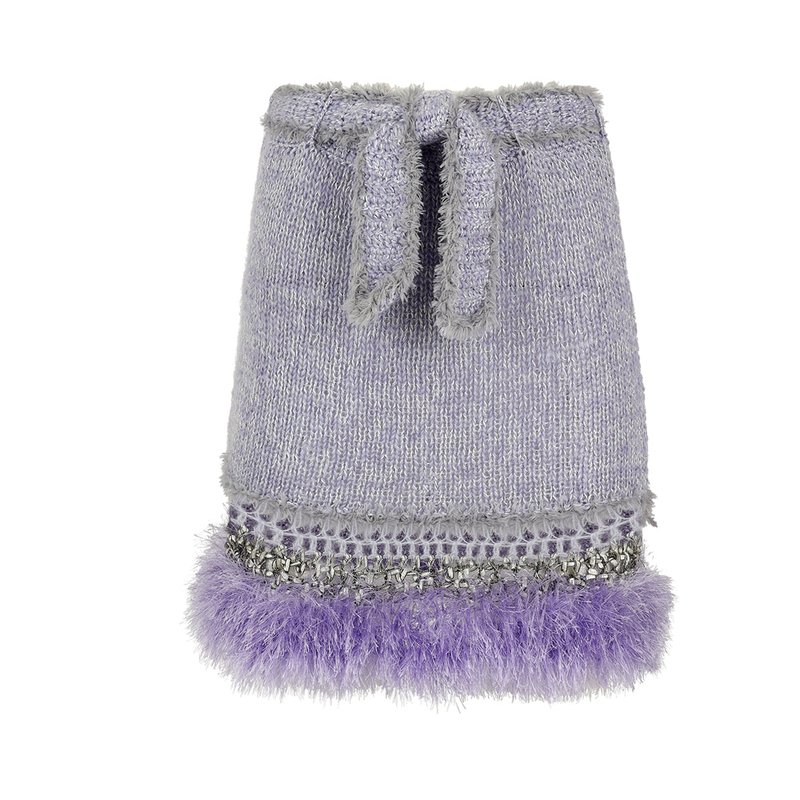 Shop Andreeva Light Grey Handmade Knit Midi Skirt In Purple