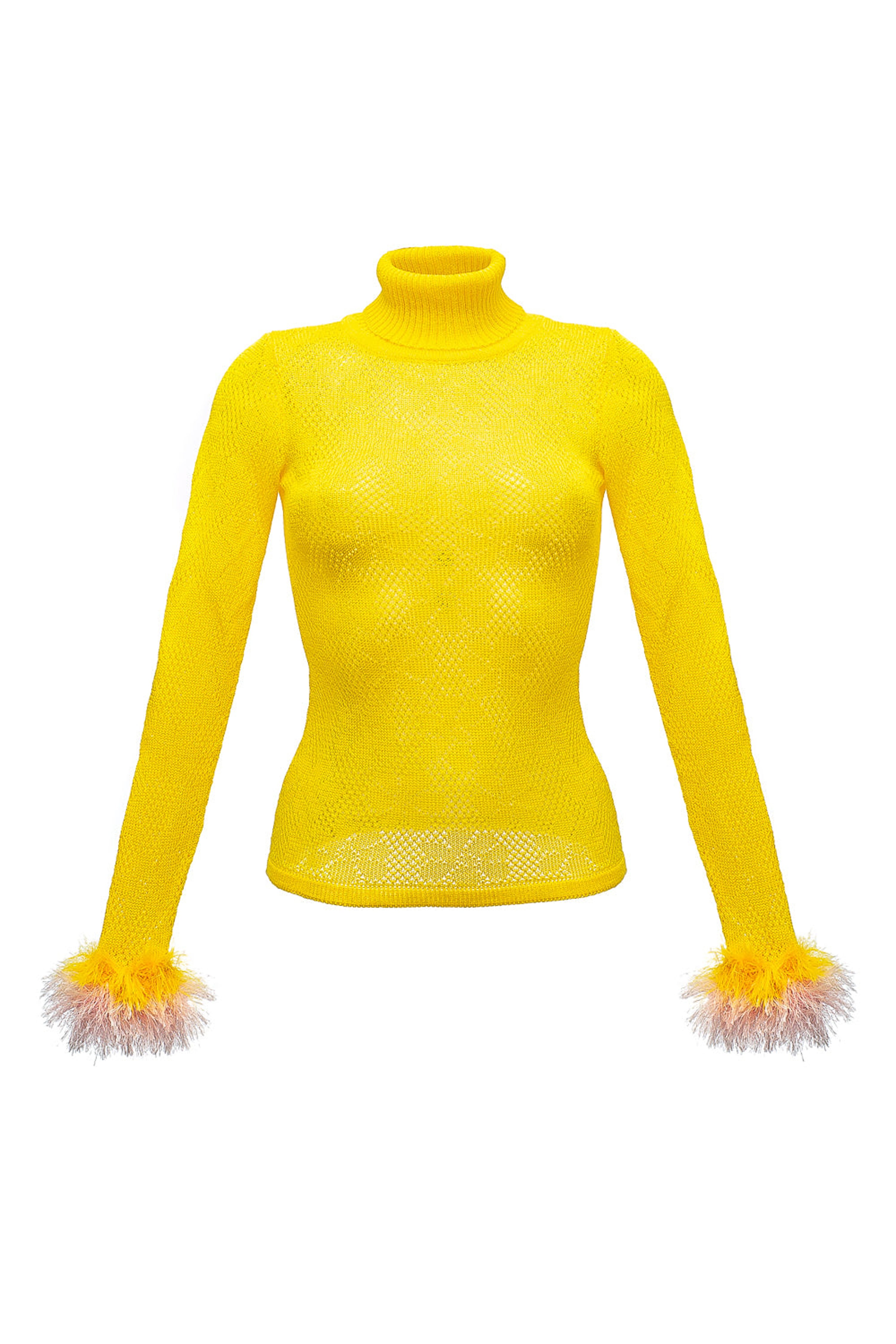 ANDREEVA ANDREEVA LIME KNIT TURTLENECK WITH HANDMADE KNIT DETAILS