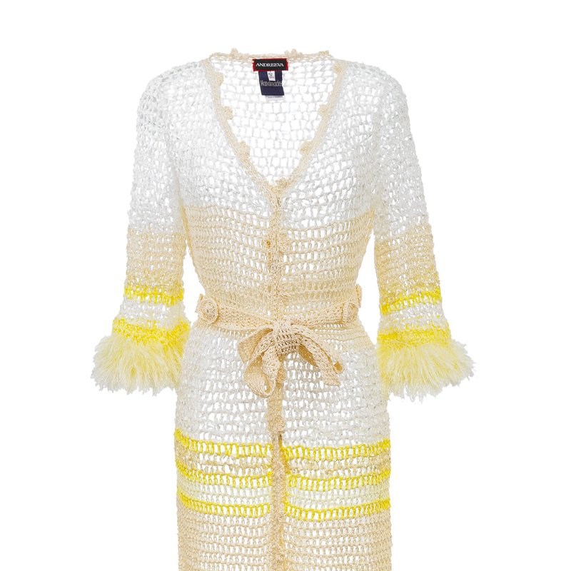 Shop Andreeva Malva Handmade Knit Cardigan Dress In White
