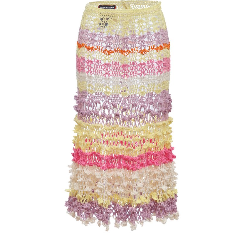 Shop Andreeva Malva Multicolor Handmade Crochet Skirt In Yellow