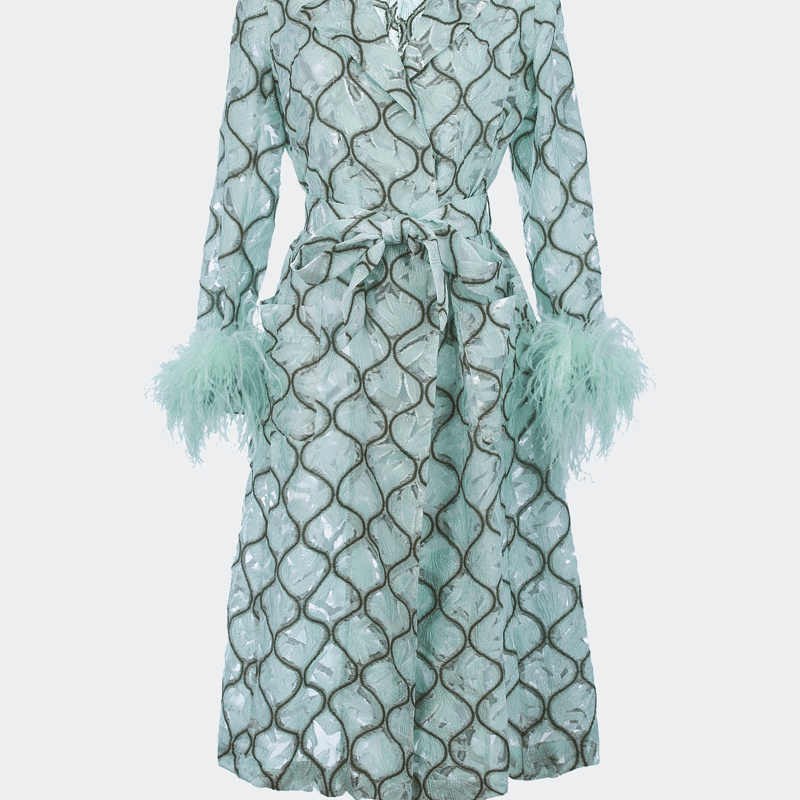 Andreeva Mint Coat № 23 With Detachable Feathers Cuffs