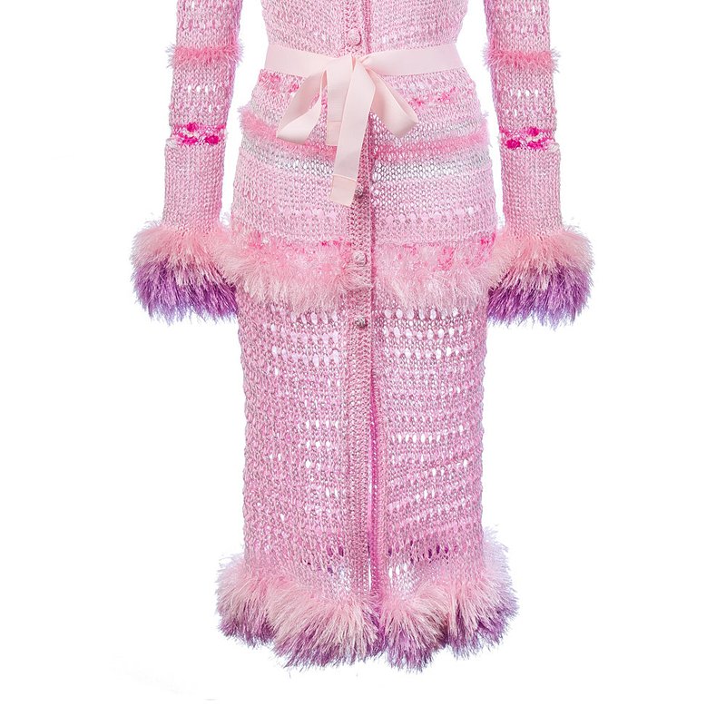 Shop Andreeva Monroe Pink Handmade Knit Cardigan