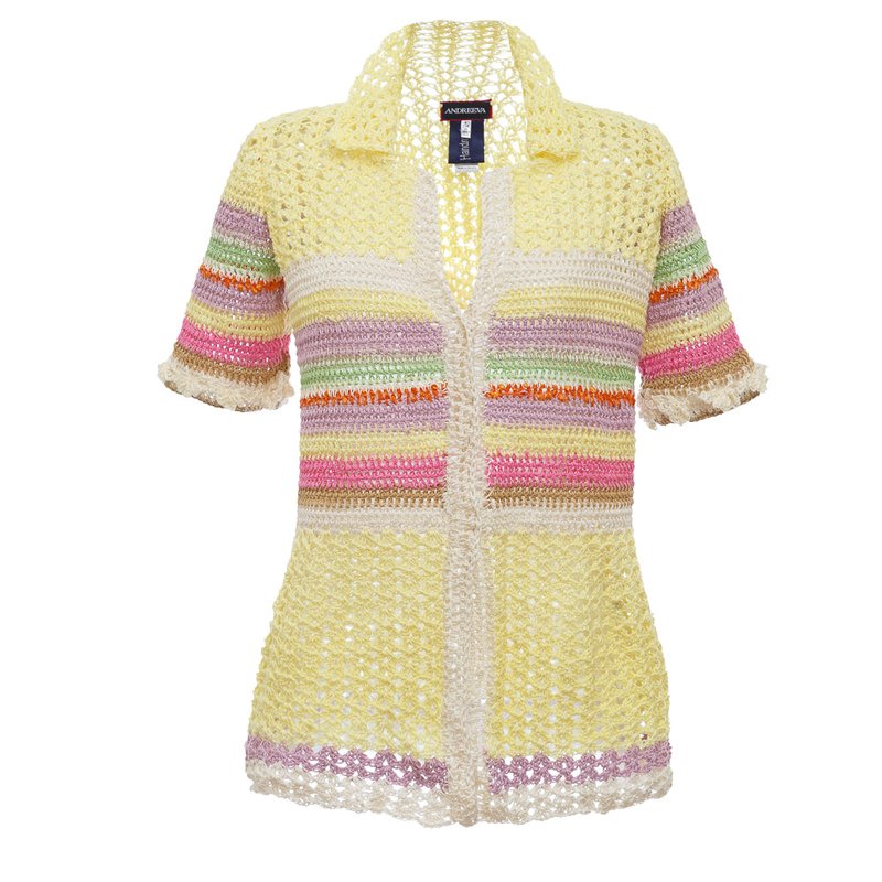 Shop Andreeva Multicolor Handmade Crochet Shirt In Yellow