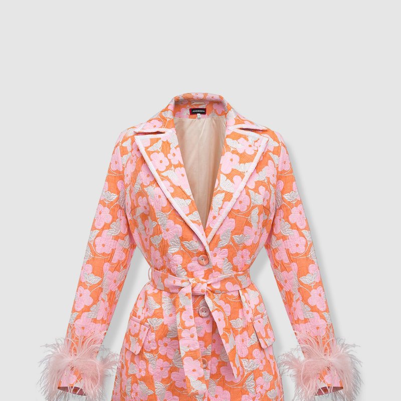 Andreeva Pink Jacqueline Jacket №21 With Detachable Feather Cuffs