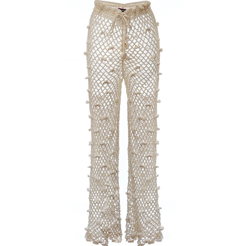 Shop Andreeva White Handmade Crochet Pants