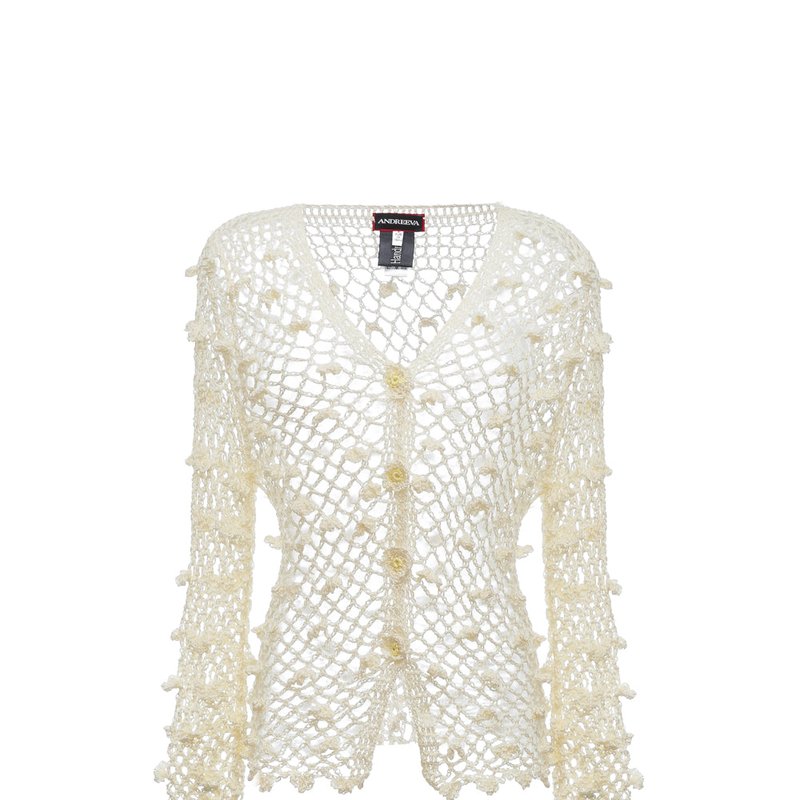 Shop Andreeva White Handmade Crochet Shirt
